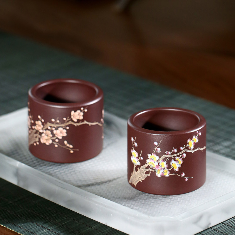 纯手工品茗杯精品功夫茶杯普洱主人杯紫砂杯子单杯茶盏单个碗茶具