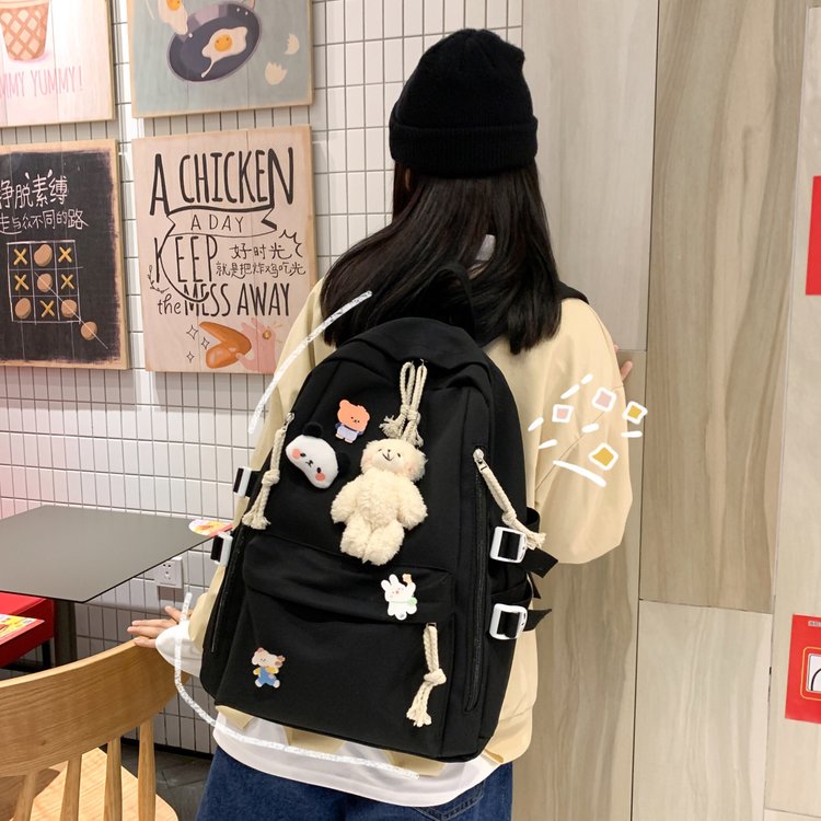 书包大学生旅行双肩包韩版新款大容量ins初中简约耐用可爱背包女