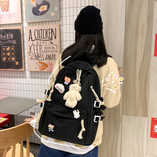 书包大学生旅行双肩包韩版新款大容量ins初中简约耐用可爱背包女