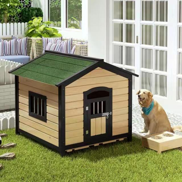 户外实木狗屋猫窝四季通用防雨防水狗房子大型犬狗笼狗房子狗别墅