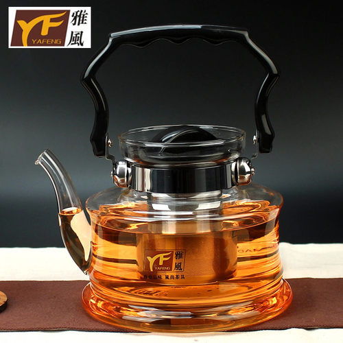 YF雅风耐热玻璃壶安逸壶 直火壶手提玻璃水壶 带嘴明火加热泡茶壶