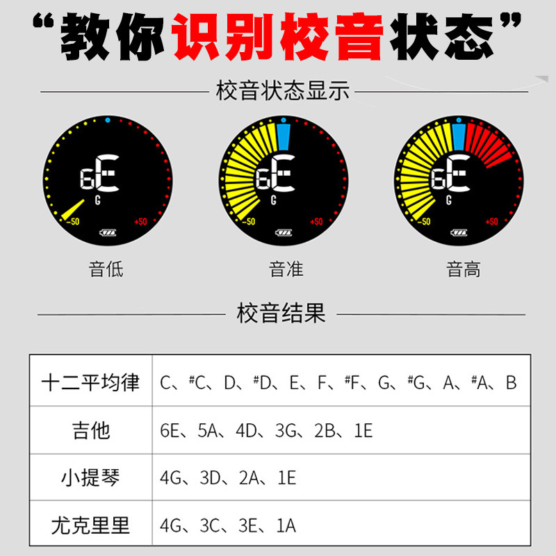小天使吉他调音器尤克里里电子自动充电民谣古典专用小提琴调弦