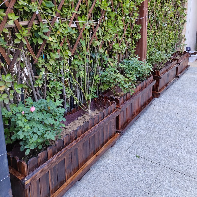 户外花箱庭院防腐木花盆种植箱楼顶花池商业隔断露台花坛围栏种树