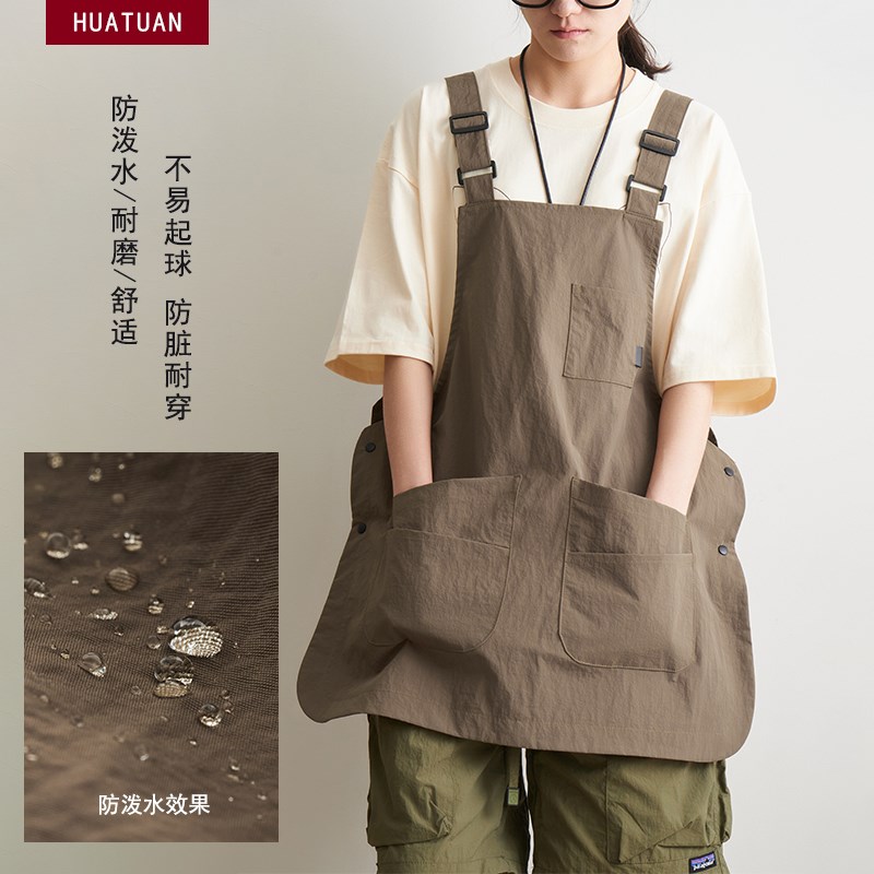 围裙厨房防泼水薄款烘焙餐饮露营理发师奶茶宠物店两面穿工服罩衣