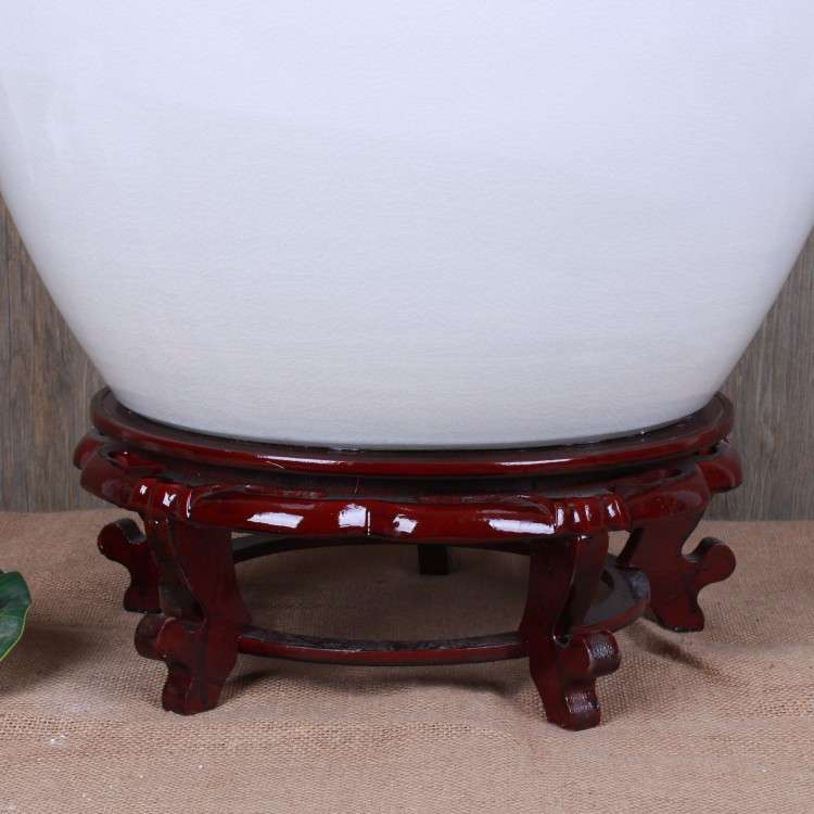 景德镇陶瓷鱼缸 仿古开片裂纹釉白色金鱼缸 风水缸 乌龟家居摆件