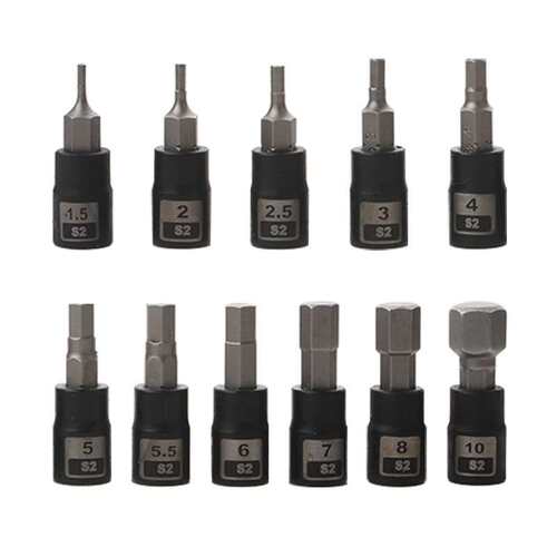 1/4小飞内六角套筒1.5-10mm内6角套装汽修工具配件旋具套筒头