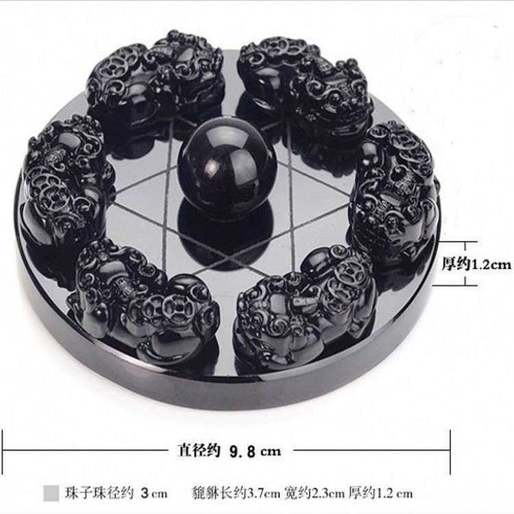 天然黑曜石摆件七星阵貔貅摆件 家居办公饰品 葫芦摆件吉祥物摆件
