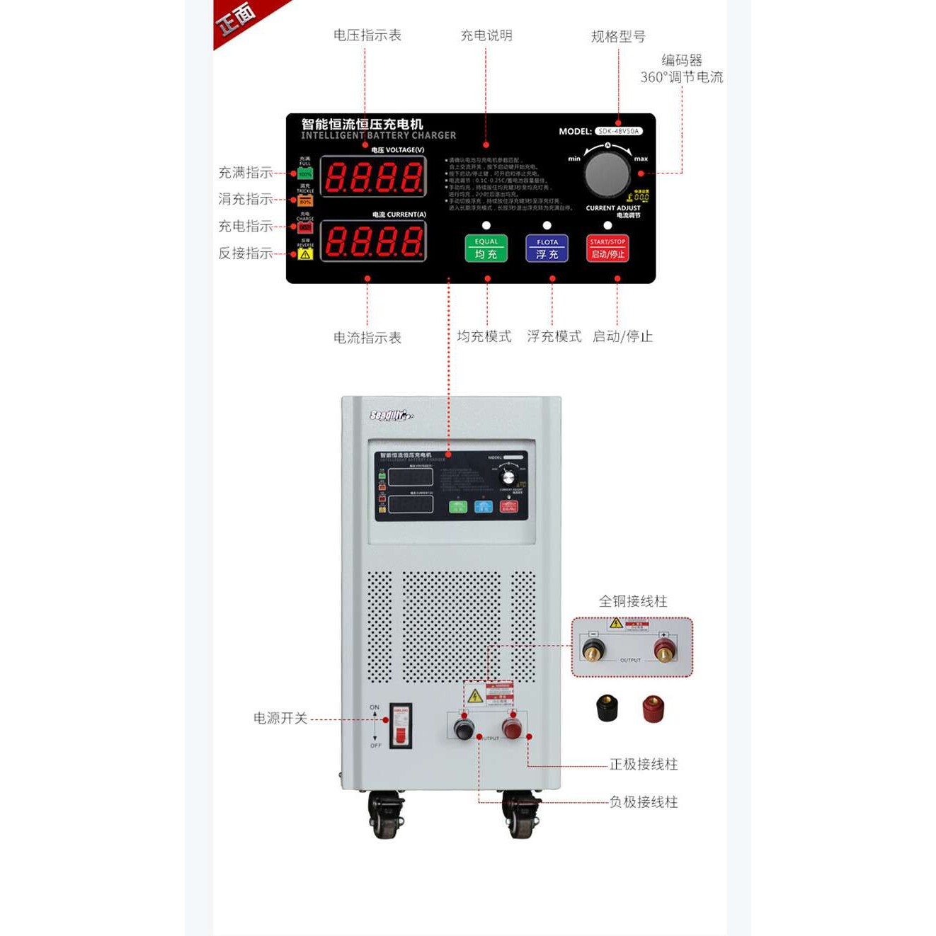 12V恒流恒压充电机12V80A100A120A150A蓄电池快速充电器
