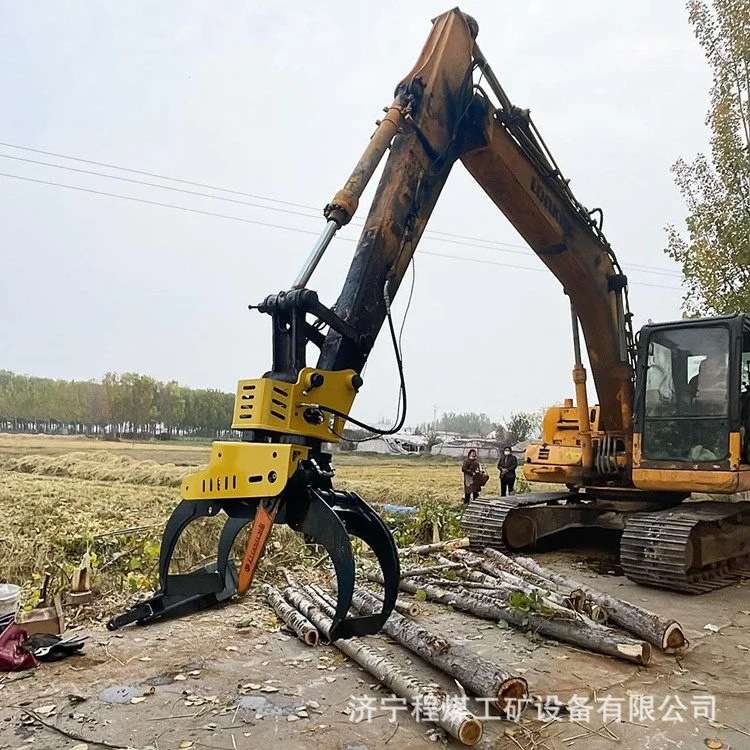 液压挖掘机伐树锯 伐木机林场树木切割机 去枝抱锯夹挖机抱夹锯