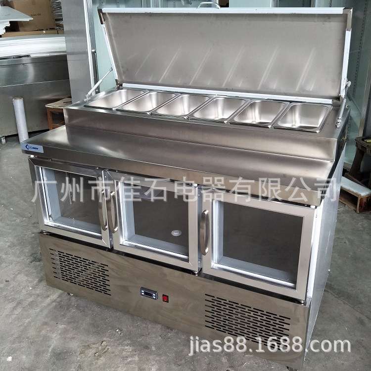 厂家供应 西餐厅保鲜设备 沙拉冷柜 110V 披萨操作台 色拉抓码柜