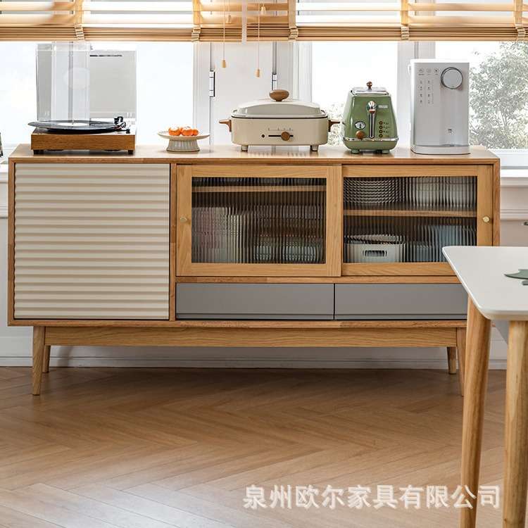 北欧实木餐边柜客厅多功能墙边桌边柜家用备餐茶水柜杂物储物柜