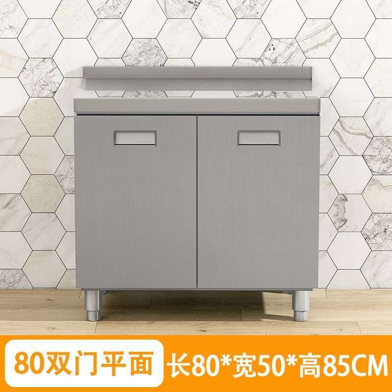 304整体不锈钢厨房橱柜家庭简易灶台一体家用经济型农村储物碗柜