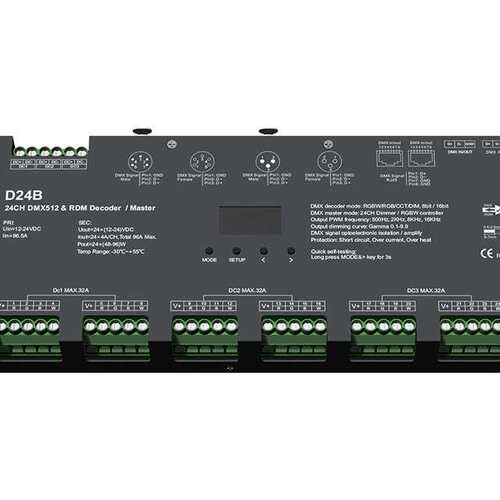 12-24VDC 24路*4A 24通道恒压DMX512&RDM解码器 D24B
