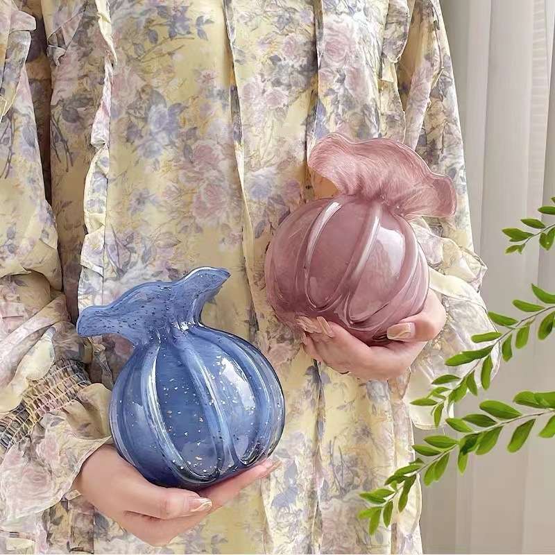 手工制作香芋紫色飘金粉福袋彩色花朵家居花现代简约设计师软装