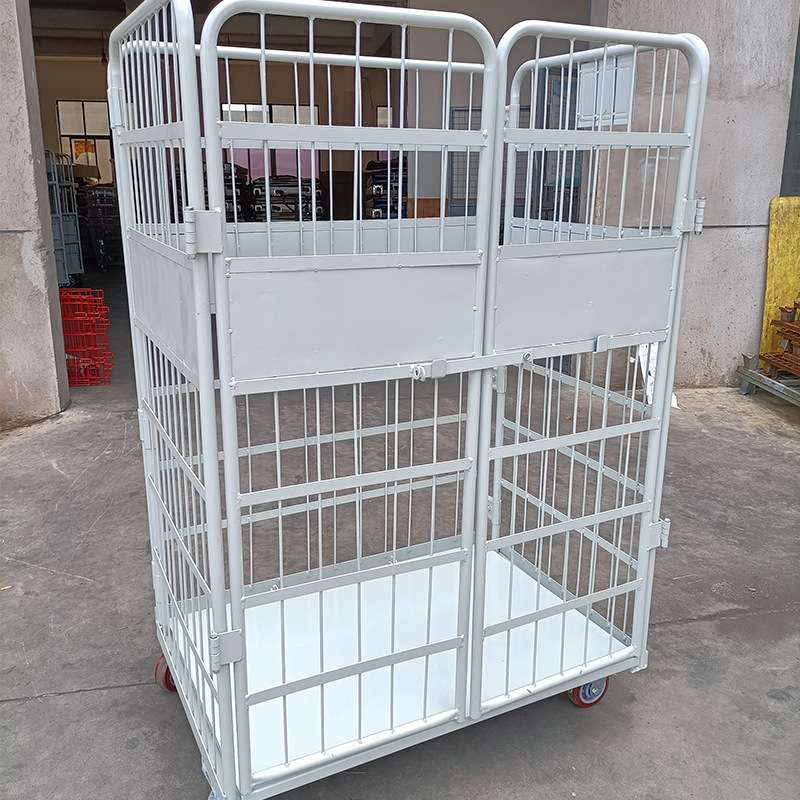 江苏快递搬运手推车带扶手物流台车 移动周转车装卸笼车聚氨酯轮