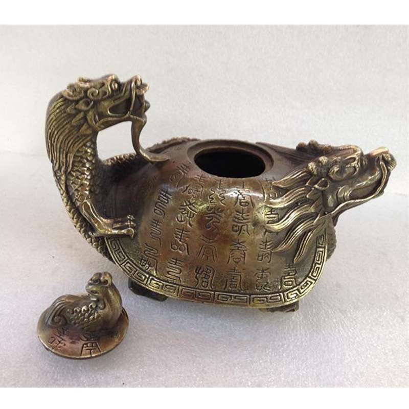 仿古件古玩铜器厂家 铜器茶壶古玩做旧龙茶壶摆件地摊夜市货源