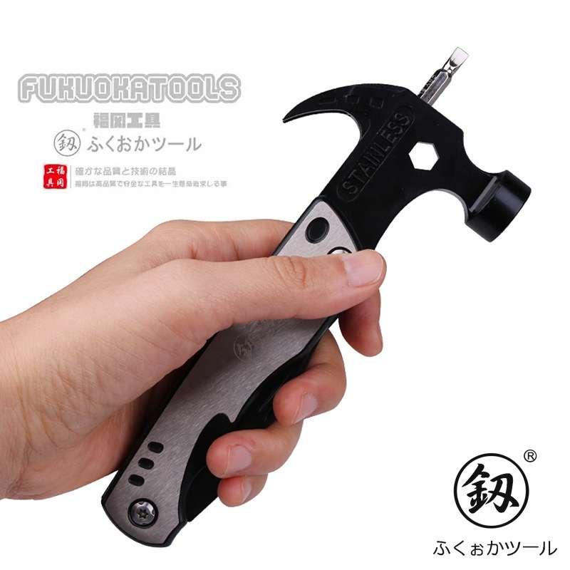 釰福冈工具户外多功能羊角锤钳子组合车载安全锤野营折叠工具野外