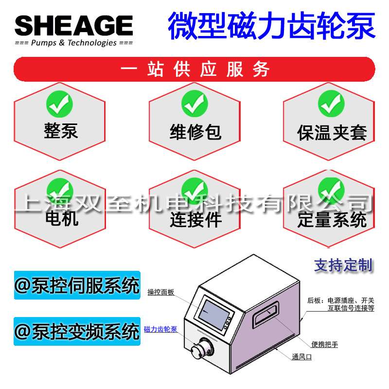 化学品计量传输循环SHEAGE SA101-CM耐磨耐腐蚀微型磁力齿轮泵