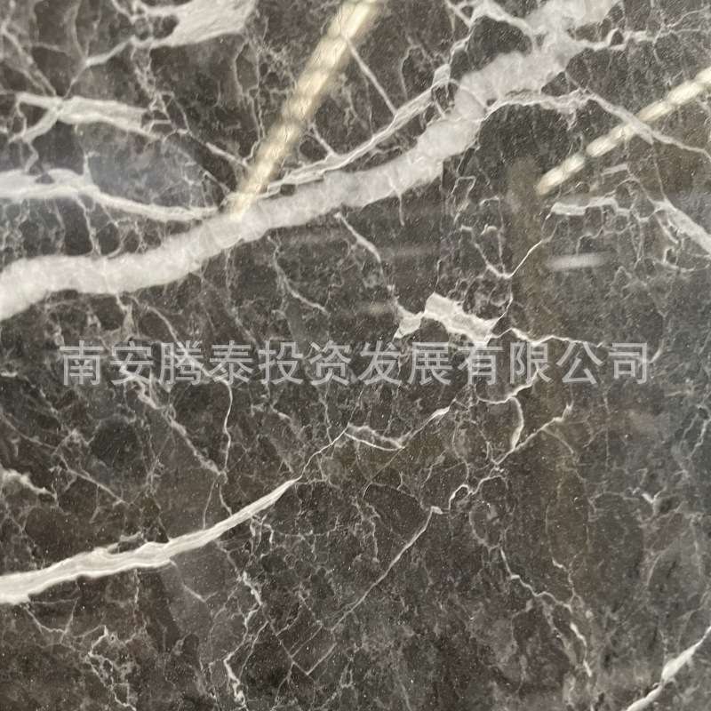 天然大理石意大利灰网纹轻奢地板波打线过门石门槛石酒店前台面