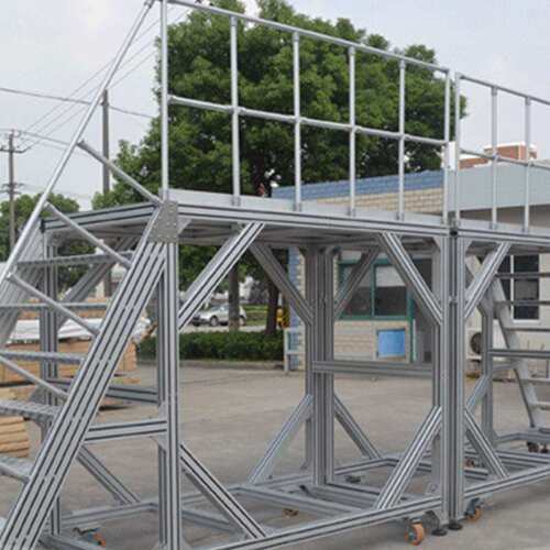铝合金平台梯移动登高梯台阶爬梯工业踏步梯仓库移动登高踏步梯