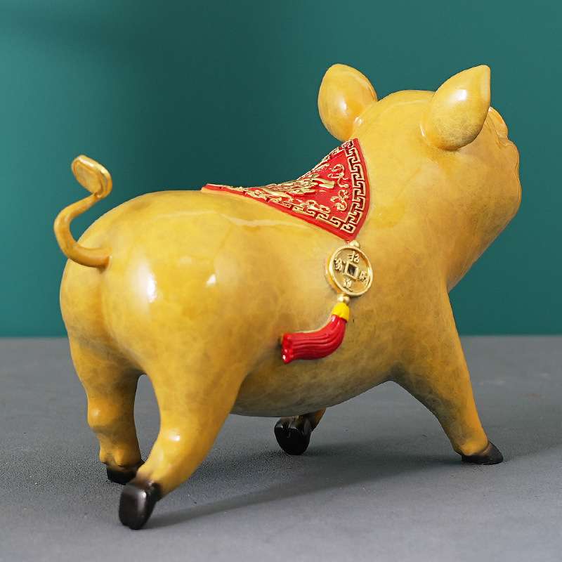 富贵金猪彩铜摆件生肖福猪工艺品家居客厅桌面全铜装饰品开业送礼