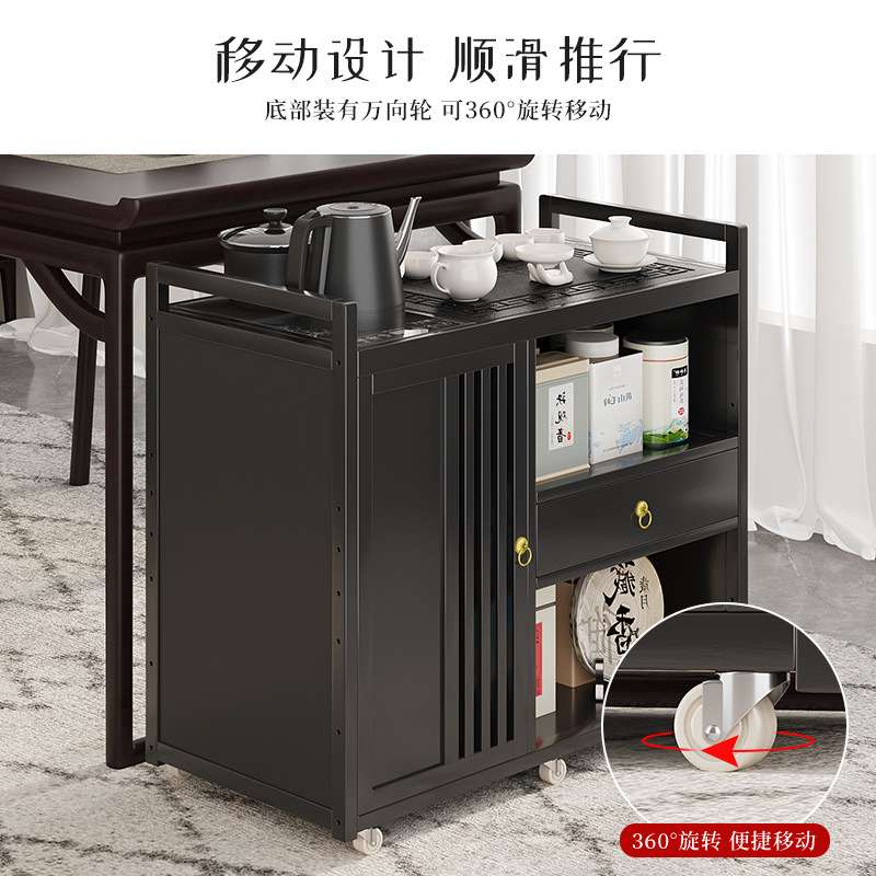 移动小茶桌茶台家用实木茶桌子茶车茶盘烧水壶一体茶水柜茶具套装