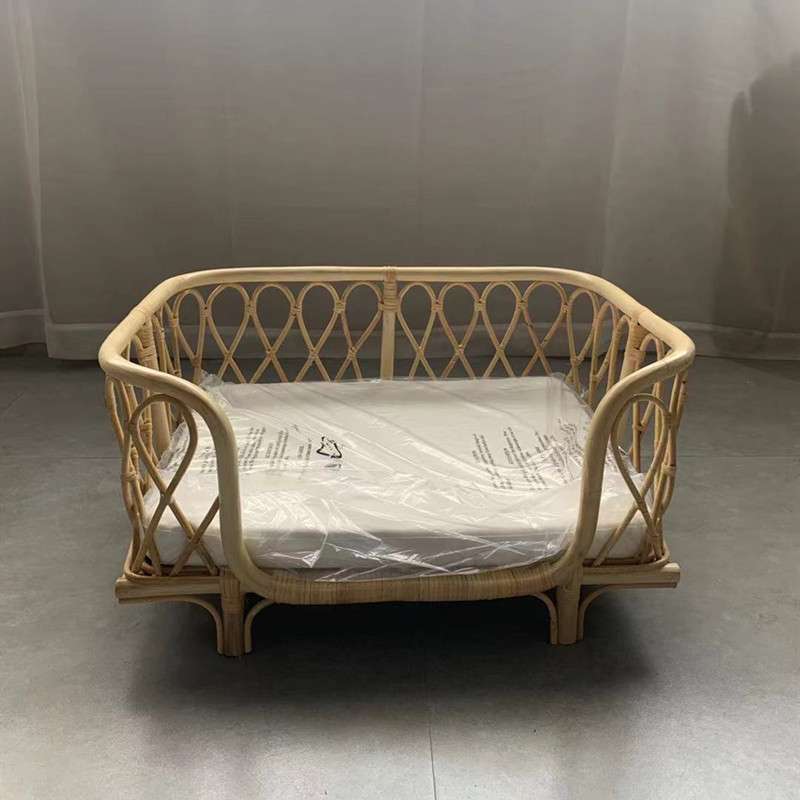 方形手工藤编织宠物床狗狗沙发椅猫咪公主圆形小床窝可拆宠物窝