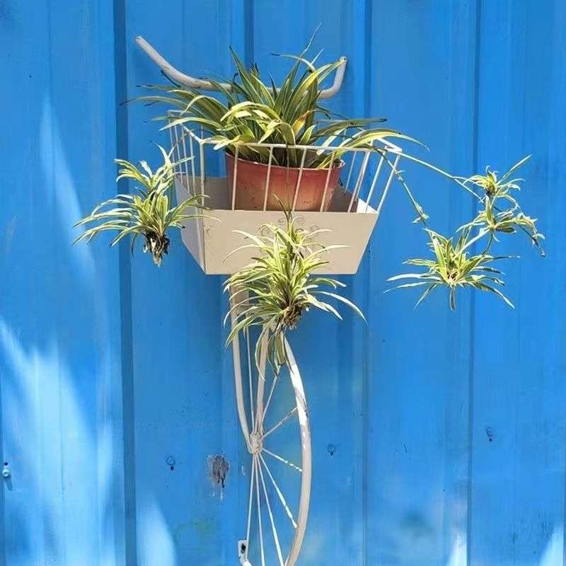 庭院铁艺花架 自行车花篮墙壁挂饰户外花园阳台墙面装饰吊篮摆件