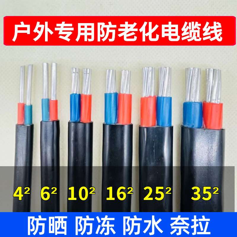 国标2芯3芯电缆线铝芯家用户外电线2.5 4 6 10 16 25平方铝线护套