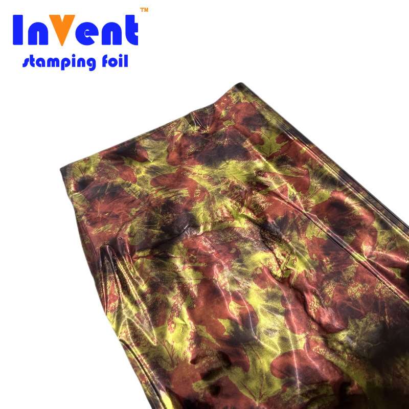 12u75CM红黄枫叶纹布料烫金纸花膜服装纺织水洗丝印烫金浆膜印箔