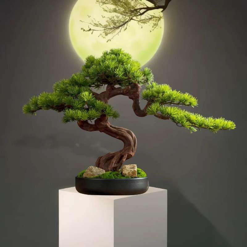 植物实木摆件黑松盆景绿植迎客松罗汉松办公室玄关松针客厅摆件