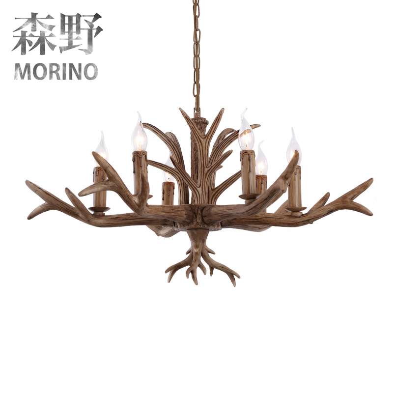 美式乡村复古树脂客厅餐厅咖啡厅酒吧别墅酒店客房创意鹿角吊灯