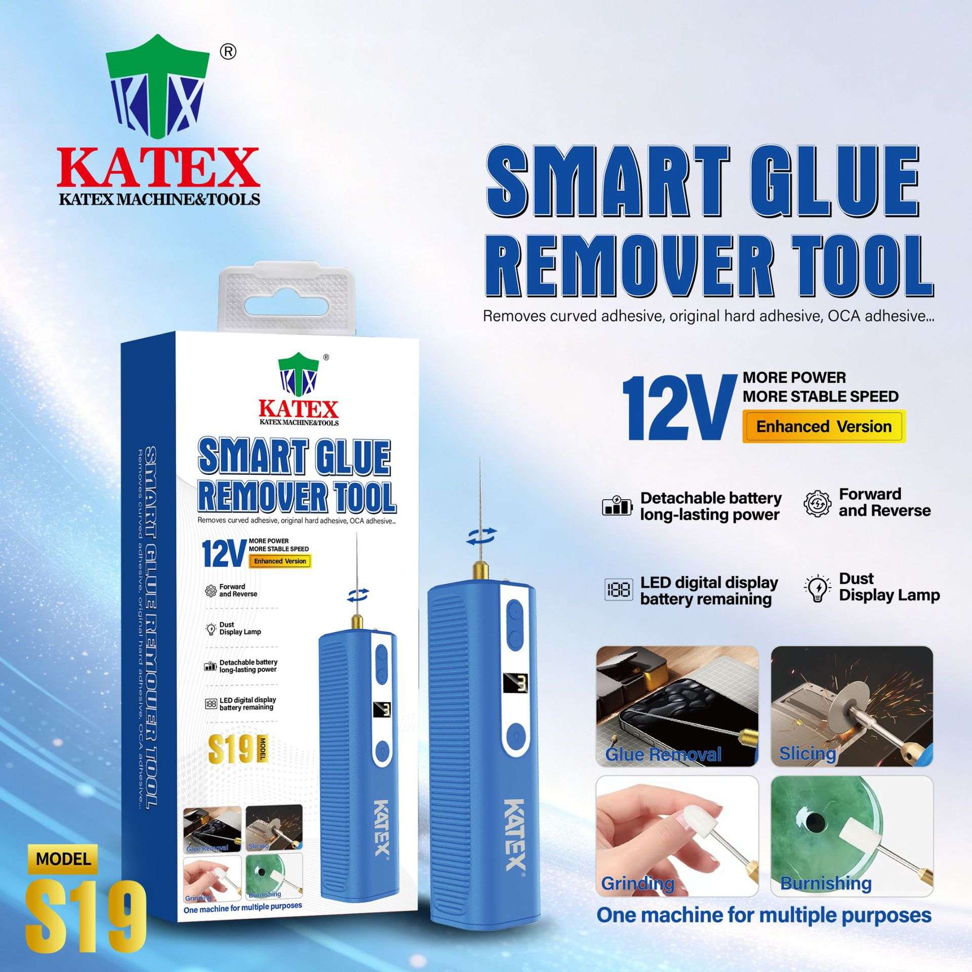KATEX手机维修OCA电动除胶机液晶屏幕硬干胶偏光拆胶工具