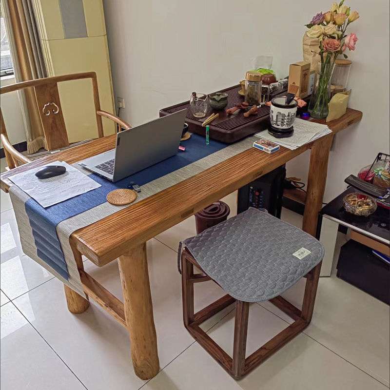书桌榆木多功能桌阳台老榆木门板实木茶桌实木板实木大板桌桌椅桌