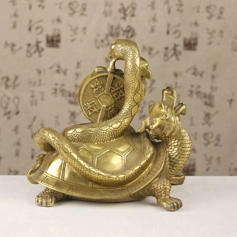 铜玄武摆件铜四方神龟蛇神兽龙龟家居金属工艺品客厅装饰品摆设