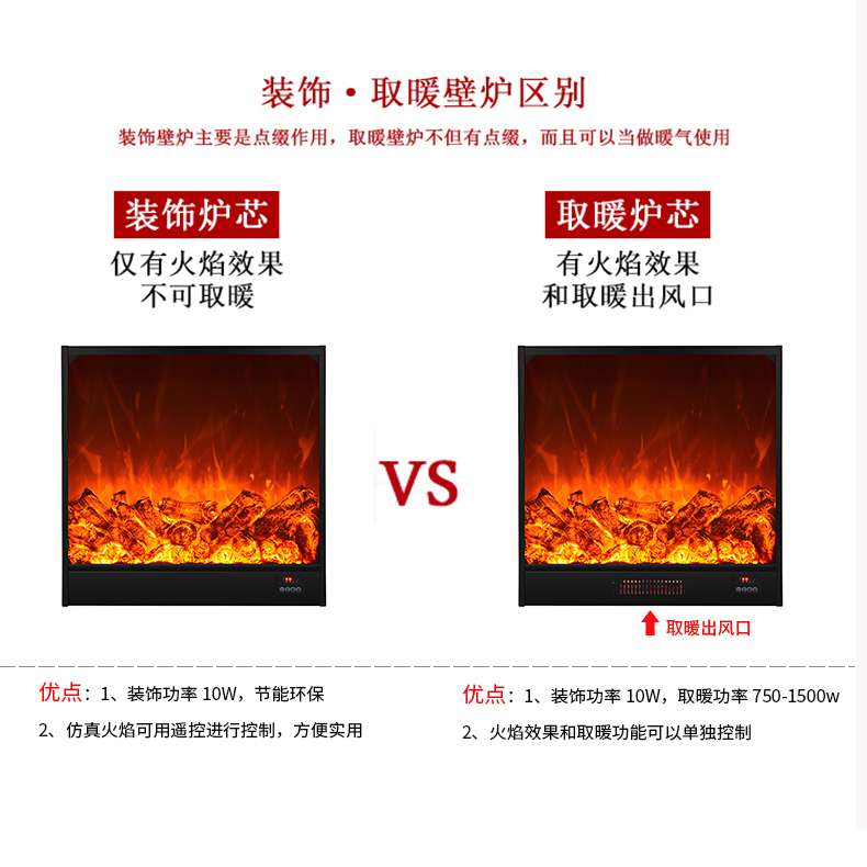 高定款嵌入式仿真假火焰电子壁炉家用客厅火焰灯 装饰壁炉取暖器
