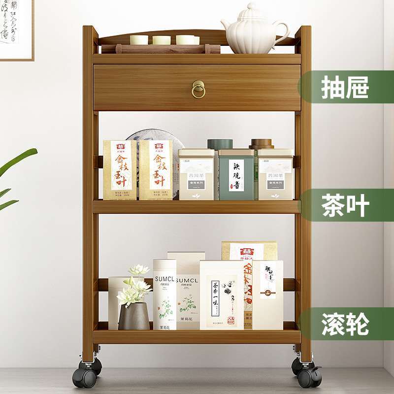 茶柜置物架客厅茶几收纳厨房桌板餐厅搁物架简易多层可移动茶水车