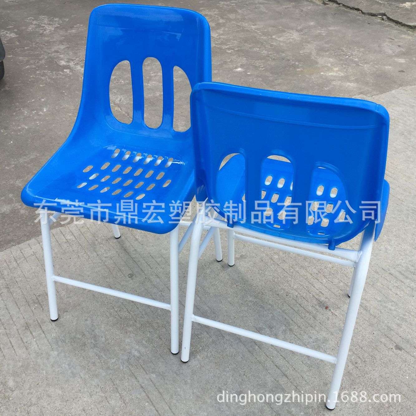 工厂车间塑胶凳子防静电铁脚靠背椅 加固工作椅 有孔椅面钢塑椅