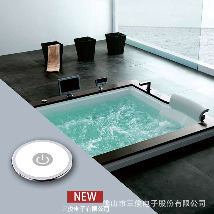 亚克力浴缸冲浪按摩浴缸一键式智能浴缸水泵控制器圆形控制面板