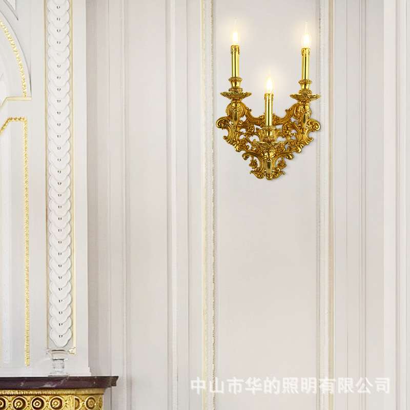 欧式美式轻奢全铜灯饰法式复古大气别墅壁灯床头卧室走廊蜡烛灯具