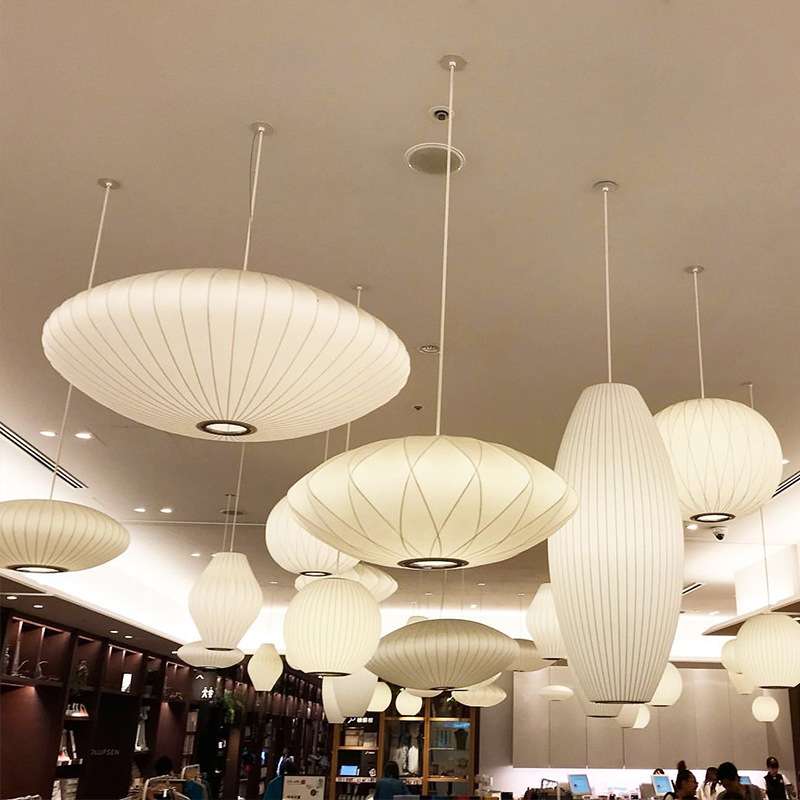日式蚕丝吊灯餐厅灯新中式灯笼禅意茶室灯饭店火锅店灯酒店楼梯灯