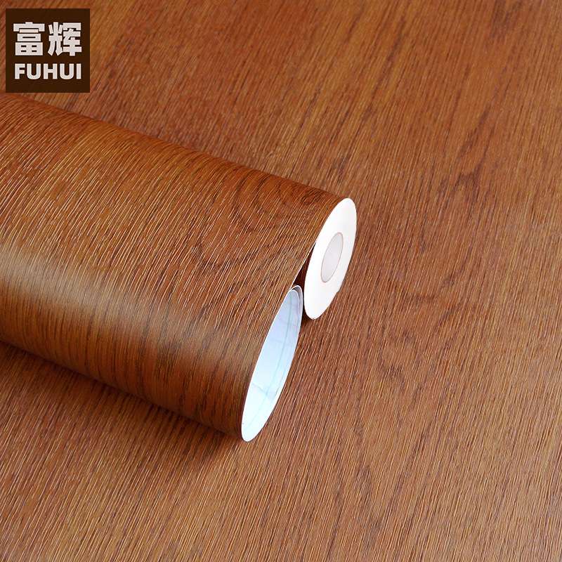 木纹贴纸防水壁纸自粘墙纸家具柜子桌面翻新贴纸中式棕色木纹50米
