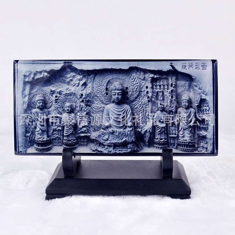 敦煌莫高窟水晶浮雕砖雕中式家居饰品摆件树脂工艺品旅游纪念品