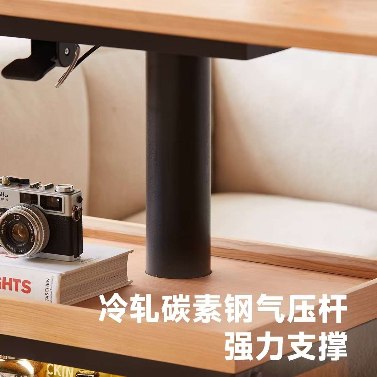 镜湖茶车实木升降茶几餐桌两用樱桃木客厅折叠伸缩可移动边几茶桌