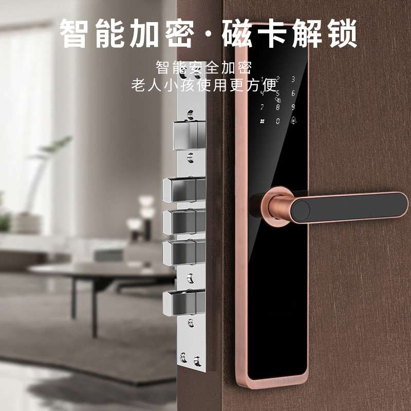 家用一握开智能门锁手机APP公寓民宿密码锁钛铝合金IC磁卡电子锁