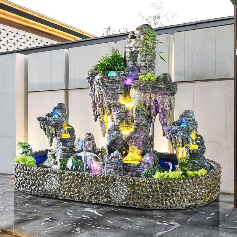 大型假山流水喷泉摆件花园庭院别墅酒店小院风水轮鱼池钟乳石景观