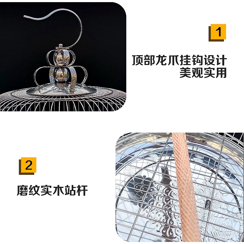 不锈钢鸟笼子八哥鹩哥画眉玄凤虎皮牡丹大号鹦鹉鸟笼文鸟繁殖圆笼