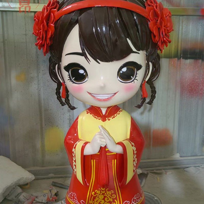 定制玻璃钢卡通人物动物公仔房地产IP雕塑大型3d打印塑料商铺雕像