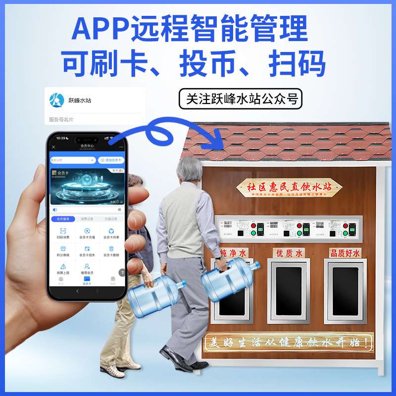 社区自动售水机智能大型直饮水站防寒刷卡投币全自动小房子扫码