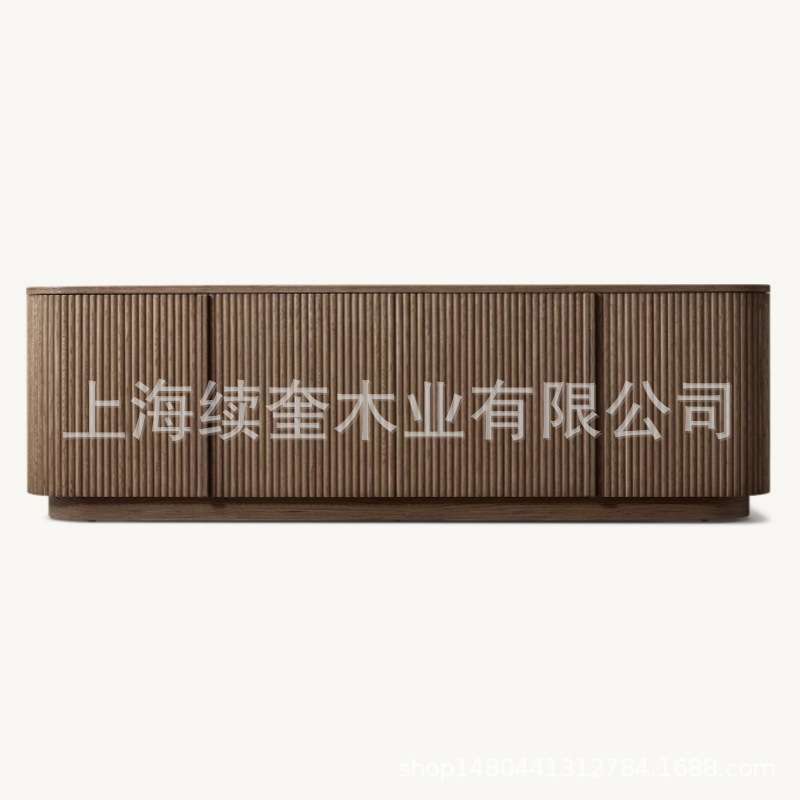 RH美式实木储物电视柜收纳储物柜一体家具民宿客厅边柜出口供应商
